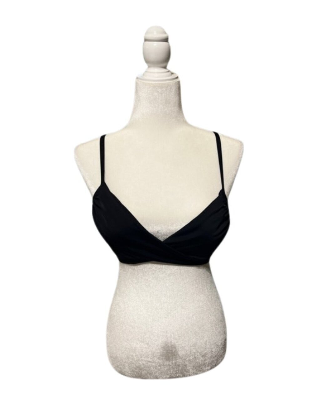 Shade & Shore Black Cross-Front Bikini Top with Thin Straps